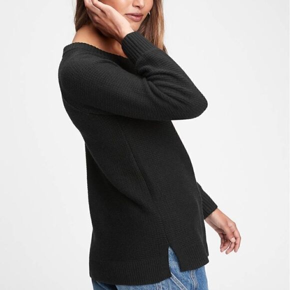 GAP True Soft Textured Crewneck Sweater, Black, Size Large - Picture 2 of 11